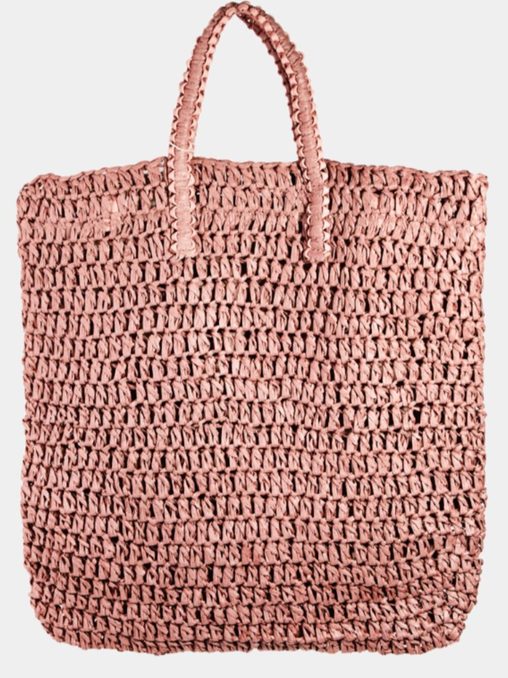 Large weaved straw tote in pink